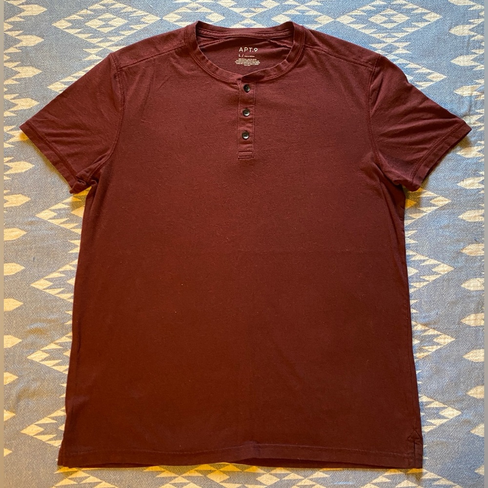 Apt 9 Short Sleeve Quarter Button Tee Shirt